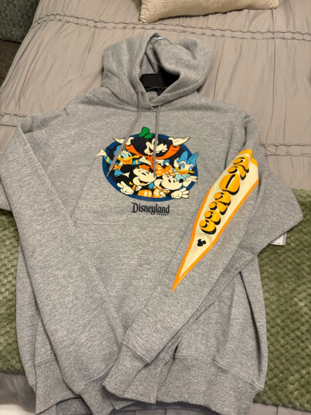 Disneyland Gray Crewneck Hoodie with Mickey & Friends Graphic